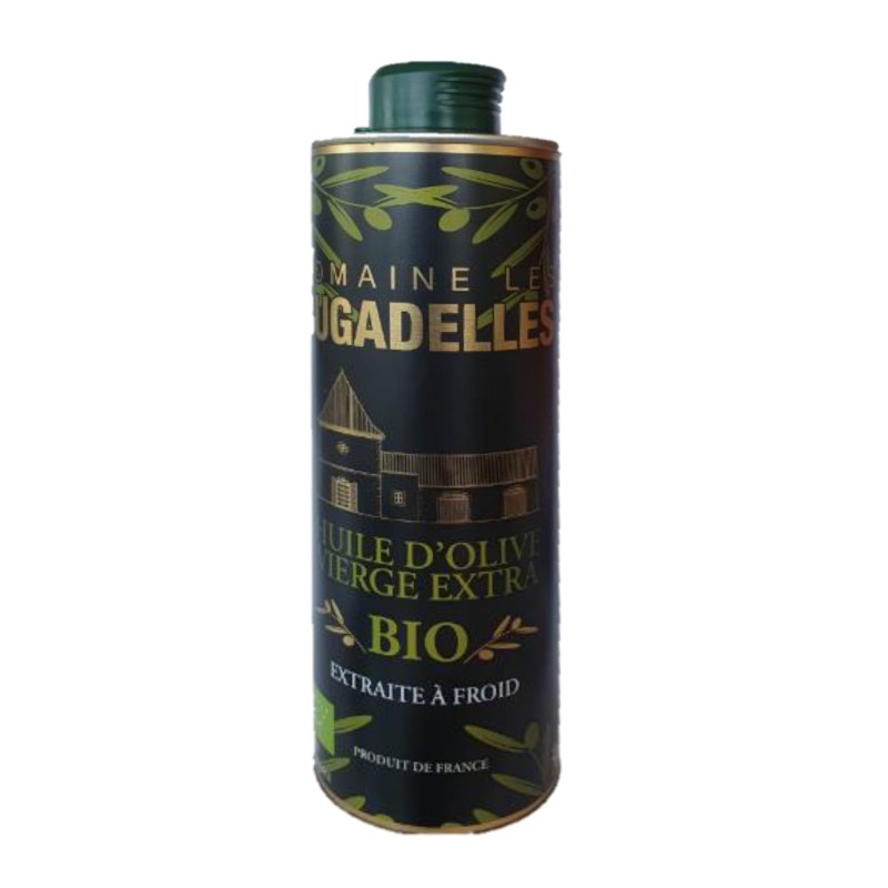 Huile d’olive tradition vierge extra bio extraite à froid Moulin des Bugadelles